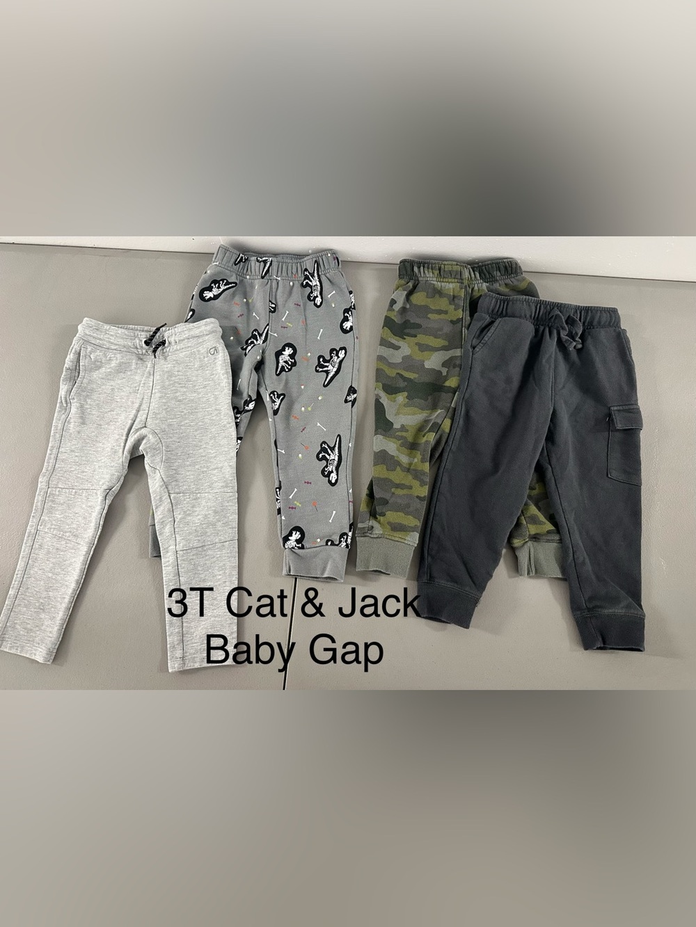 Cat & Jack Gray Joggers with Black Dinosaur Print